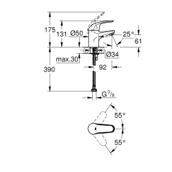 Одноважільний змішувач для раковини Grohe Euroeco S-Size (32734000)