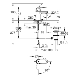 Однорычажный смеситель для раковины Grohe Eurosmart Cosmopolitan S-size (2337700E)