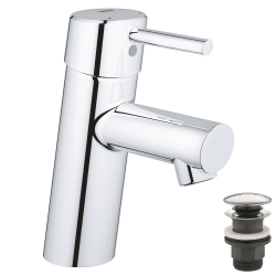 Одноважільний змішувач для раковини Grohe Concetto S-Size + нажимний донний клапан (23931001)