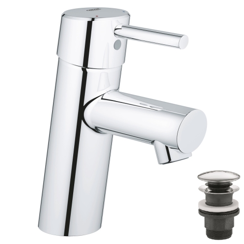 Однорычажный смеситель для раковины Grohe Concetto S-Size + нажимной донный клапан (23931001)