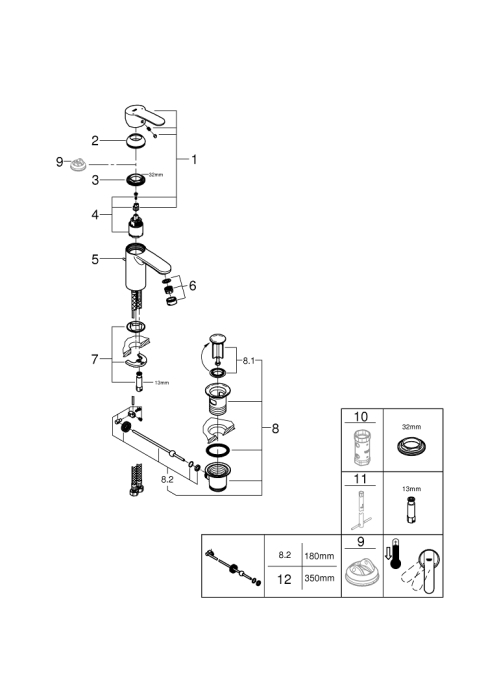 Однорычажный смеситель для раковины Grohe Wave Cosmopolitan S-Size (23231000)