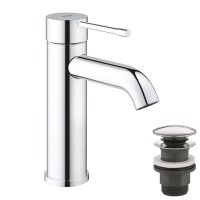 Однорычажный смеситель для раковины Grohe Essence New S-Size + нажимной донный клапан (24179001)