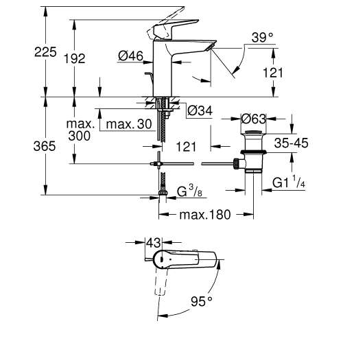 Одноважільний змішувач для раковини Grohe Start M-Size (23552002)