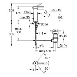 Одноважільний змішувач для раковини Grohe Essence S-Size (24171DC1)