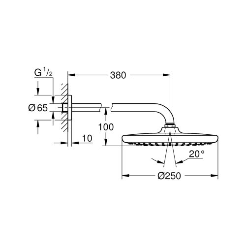 верхній душ Grohe Tempesta 250 з кронштейном до стіни (26663000)