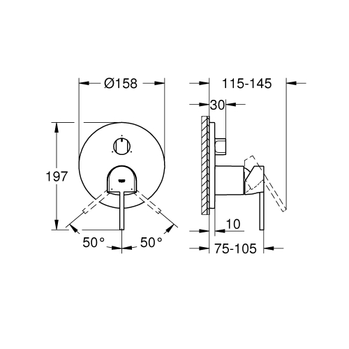 Однорычажный смеситель Grohe Plus с переключателем на 3 положения (24093AL3) Графит матовый