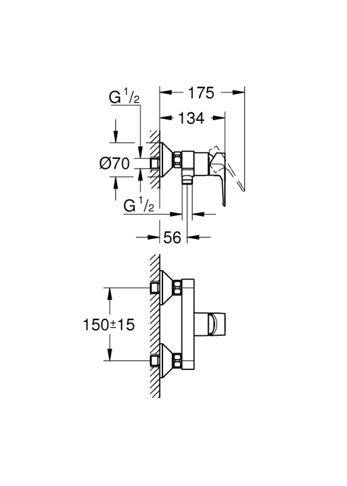 Одноважільний змішувач для душа Grohe BauLoop New (23634001)