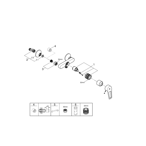 Однорычажный смеситель для душа Grohe BauLoop New (23634001)