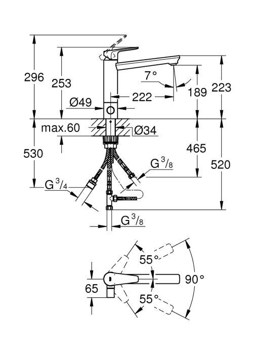 Одноважільний змішувач для мийки Grohe BauEdge (31696000)