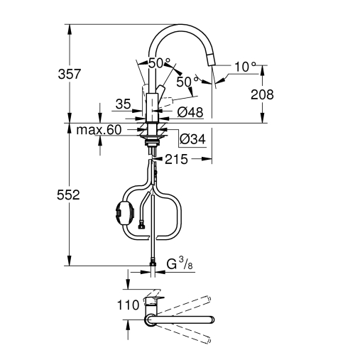 Одноважільний змішувач для кухні Grohe BauEdge New (30536000)