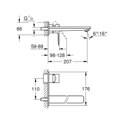 Смеситель для раковины Grohe Lineare на 2 отверстия L-Size (23444AL1) Графит матовый