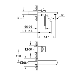 Смеситель для раковины Grohe Plus на 2 отверстия, M-Size (29303DC3)
