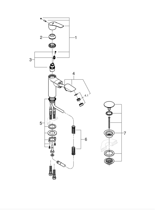 Однорычажный смеситель с выдвижным изливом для раковины Grohe Eurosmart New (23976003)