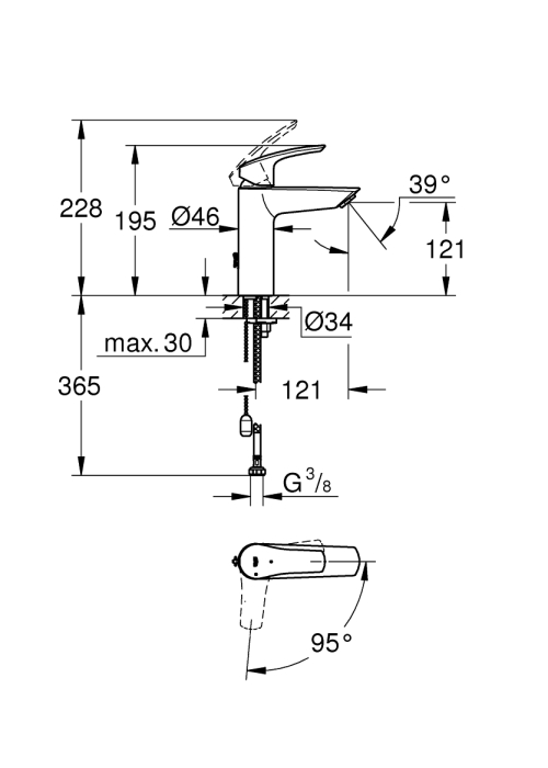 Однорычажный смеситель для раковины Grohe Eurosmart New M-Size (2339430E)