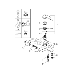 Однорычажный смеситель для ванны Grohe Wave (32286001)