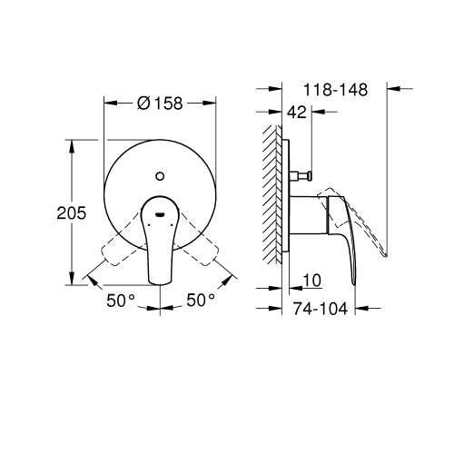 Одноважільний змішувач Grohe Eurosmart New на 2 виходи (24043003)