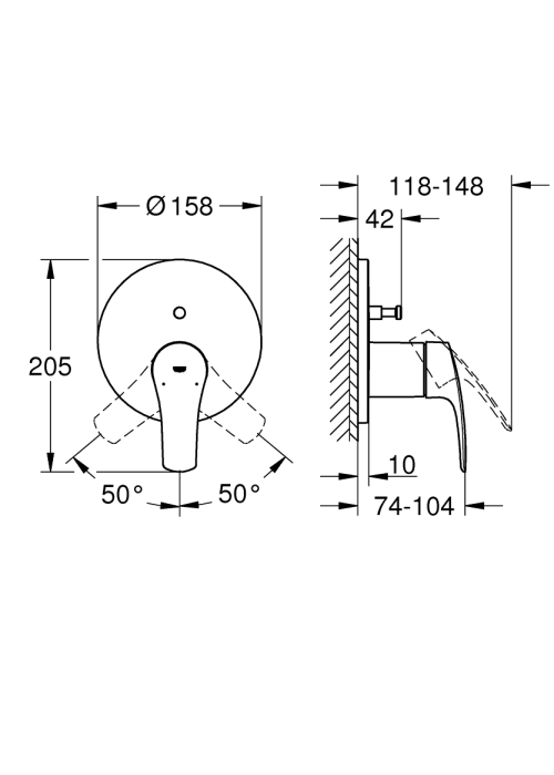 Однорычажный смеситель Grohe Eurosmart New на 2 выхода (24043003)
