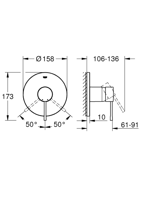 Одноважільний змішувач Grohe Essence на 1 вихід (24168AL1)