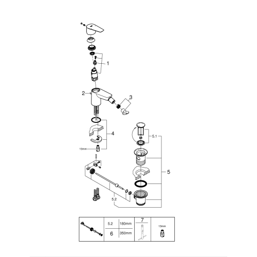 Одноважільний змішувач для біде Grohe BauEdge New (23331001)