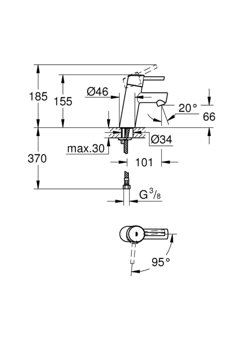 Змішувач одноважільний для раковини Grohe Concetto S-Size (2338510E)