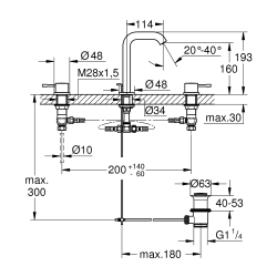 Смеситель для раковины Grohe Essence на 3 отверстия M-Size (20296001)