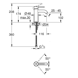 Однорычажный смеситель для раковины Grohe Essence S-Size (23590GN1)