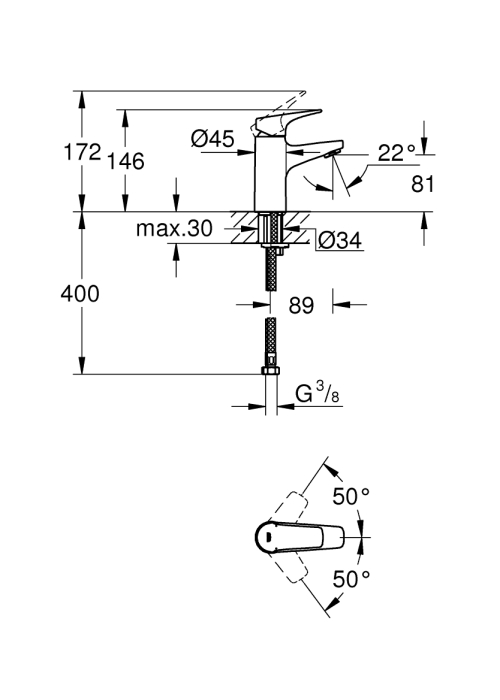Однорычажный смеситель для раковины Grohe BauFlow S-Size (23752000)