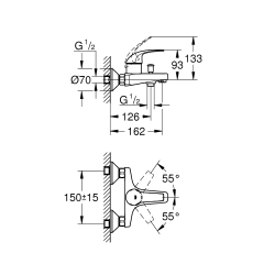 Одноважільний змішувач для ванни Grohe BauCurve (23599000)