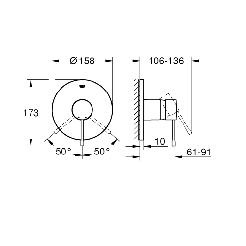 Одноважільний змішувач Grohe Essence на 1 вихід (24168DC1)