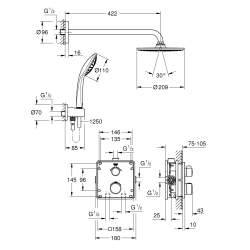 Набір для комплектації душу Grohe Grohtherm із Grohe Rainshower Cosmopolitan 210 (34734000)