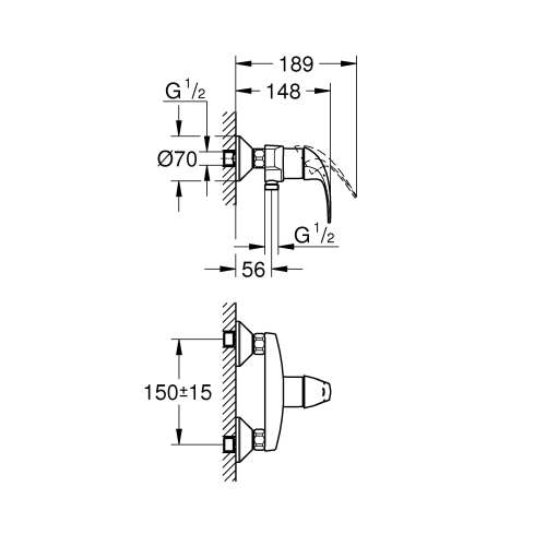 Одноважільний змішувач для душу Grohe BauCurve (23631000)