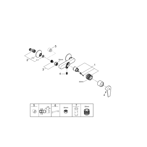 Одноважільний змішувач для душа Grohe BauEdge New (23635001)