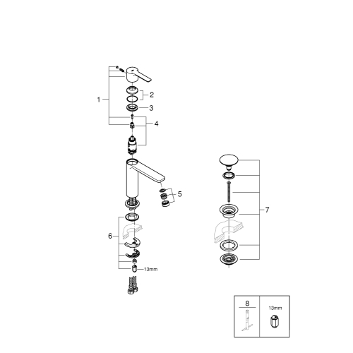 Одноважільний змішувач для раковини Grohe Lineare S-Size (23106001)