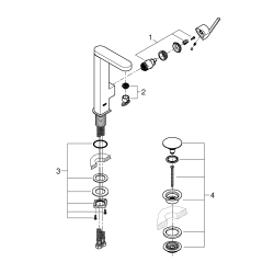 Однорычажный смеситель для раковины, Grohe Plus L-Size с нажимным донным клапаном (23873003)