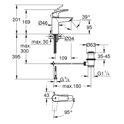 Однорычажный смеситель для раковины Grohe Eurosmart S-Size (329262433)