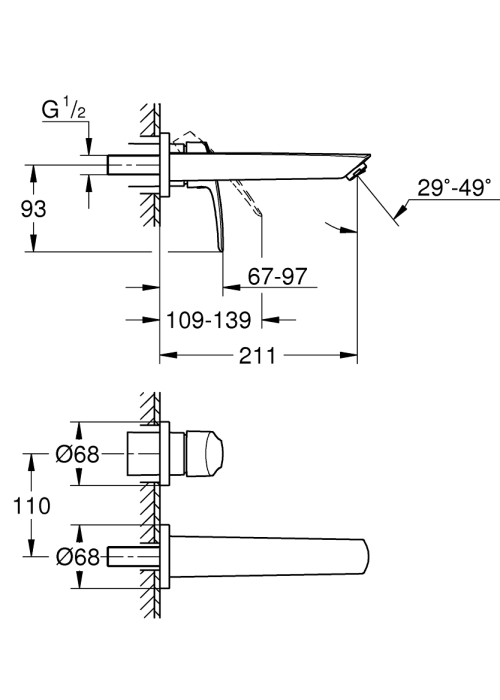 Змішувач для раковини на 2 отвори Grohe Eurosmart M-Size (293382433)