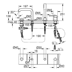 Одноважільний змішувач для ванни на 4 отвори Grohe Essence (25251DC1) Сталь