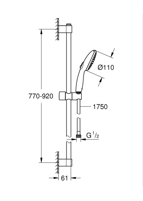 Душевой гарнитур, 2 режима тока Grohe Tempesta 110 (26163003)