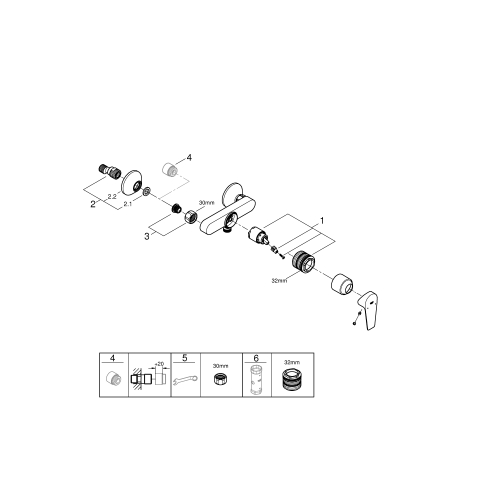 Одноважільний змішувач для душа Grohe BauEdge New (23636001)
