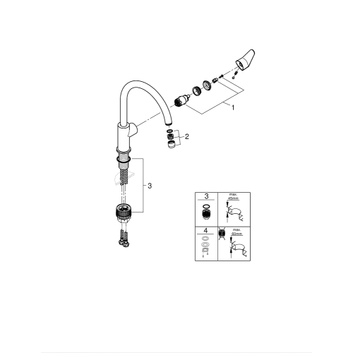 Одноважільний змішувач для мийки Grohe BauCurve (31536001)