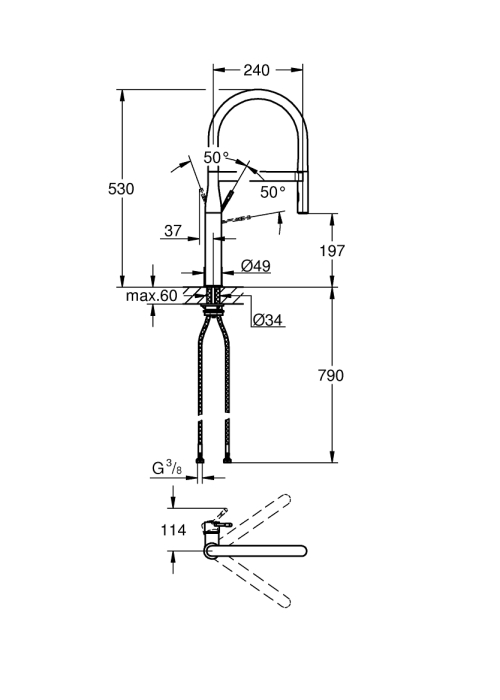 Одноважільний змішувач для миття Grohe Essence (30294DA0) Бронза