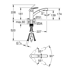 Одноважільний змішувач для мийки Grohe Eurosmart (30305DC1)