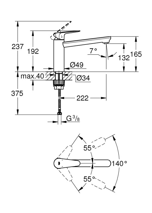 Одноважільний змішувач для мийки Grohe Start Curve (31717000)