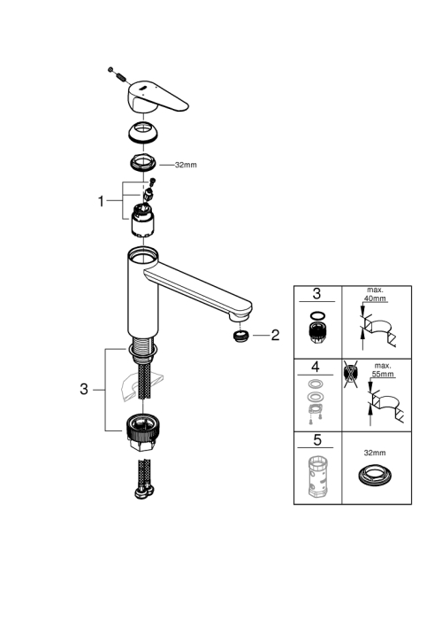 Одноважільний змішувач для мийки Grohe Start Curve (31717000)