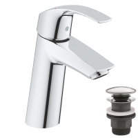 Одноважільний змішувач для раковини Grohe Eurosmart M-Size + нажимний донний клапан (23923002)