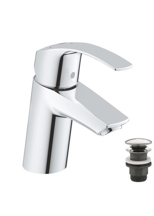 Однорычажный смеситель для раковины Grohe Eurosmart S-Size + нажимной донный клапан (23924002)