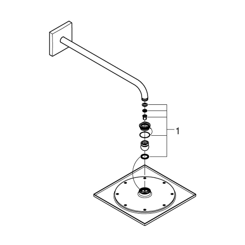 Верхній душ Grohe Rainshower F-Series 10 з кронштейном 422 мм, 1 режим струменю (26259000)
