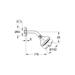 Набор верхнего душа Grohe New Tempesta 100 3 режима струи (26088001)