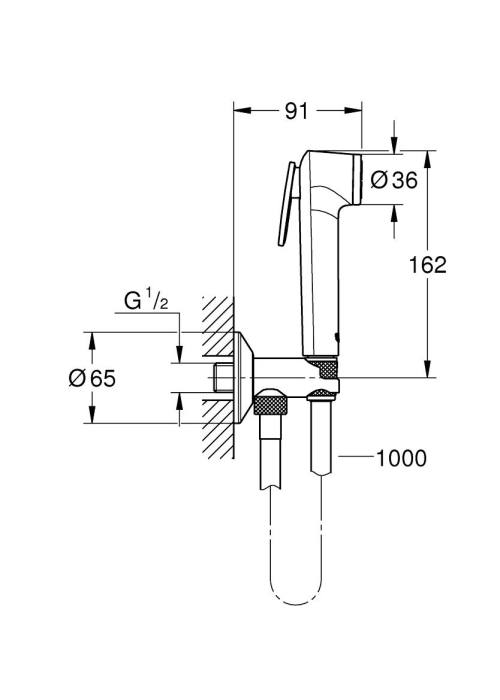 Душовий набір з угловим вентиляцією Grohe Tempesta-F Trigger Spray 30 1 режим струму (26358000)