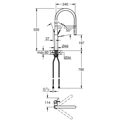 Однорычажный смеситель для мойки Grohe Essence (30294GL0) Золото